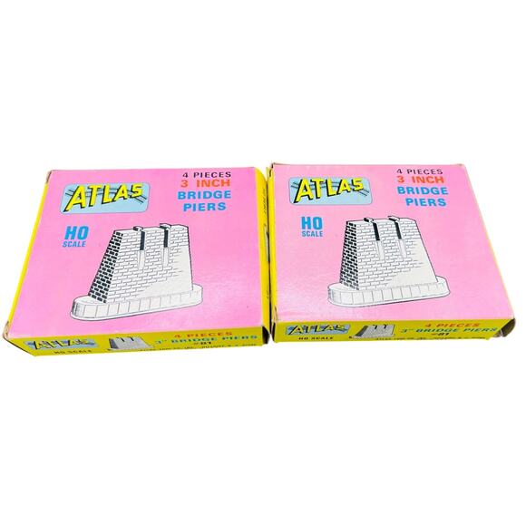 Atlas Other - 🛤️ Atlas HO Scale 3” Bridge Piers #81 – 2 Box Lot 8pcs Vintage Model Train